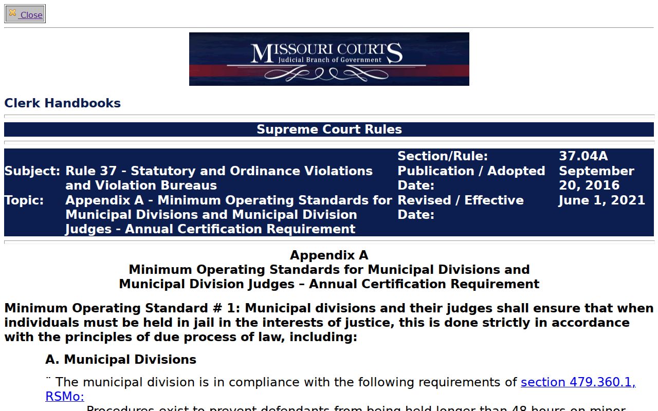 Missouri municipal warrant safeguards relevant to Cedar County bench warrants